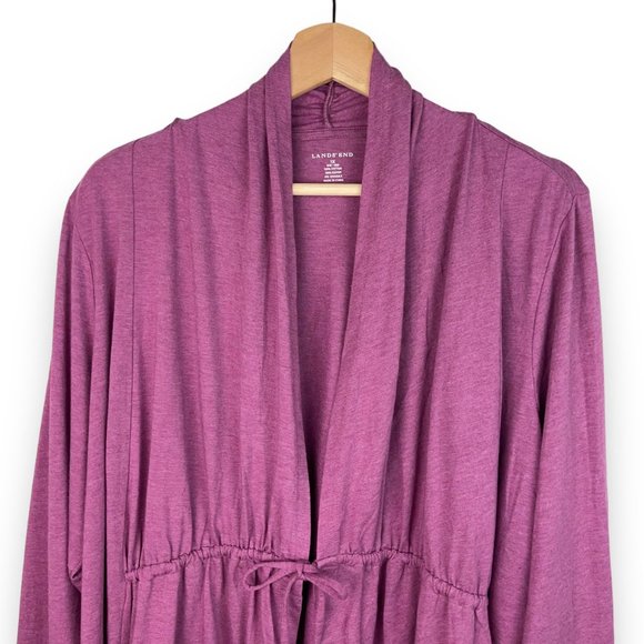 Lands’ End Tie Front Cardigan Top in Heather Mauve - Picture 4 of 9